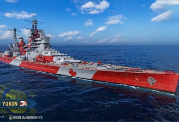 The Yukon in World of Warships, with a Canadian-themed paint job.