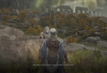 The player talking to an NPC in Elden Ring