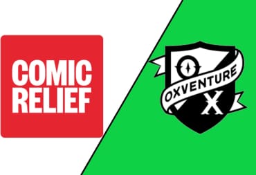Comic Relief and Oxventure's logo's on a blank background