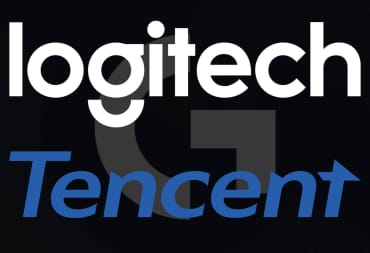 The Logitech and Tencent logos overlaid on the Logitech G logo
