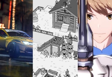 A car from Need for Speed Heat, a hand-drawn scene from Toem, and an anime character from Granblue Fantasy: Versus, meant to represent the PlayStation Plus Essential September 2022 leak