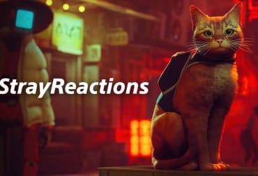 The cute orange cat protagonist from Stray with #StrayReactions next to them for the Stray Reactions initiative