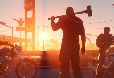Three Saints Row characters in a sun-drenched city setting