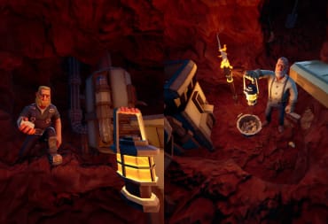 Hydroneer Farming Update, screenshot from steam of the player digging some gold up in the caverns 