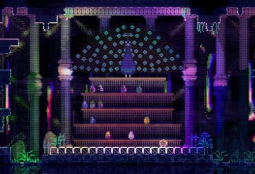 A peacock stands atop several shelves of items in Animal Well, the first project from Dunkey's publisher Bigmode