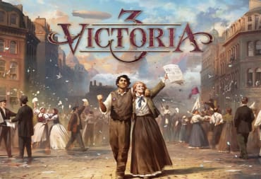Key art for Victoria, which depicts a happy couple surrounded by a crowd