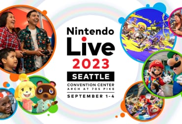 A banner showing various attendees at Nintendo Live, plus mascots and more