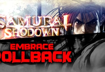 Haohmaru looking angry in Samurai Shodown next to text that says "EMBRACE ROLLBACK"