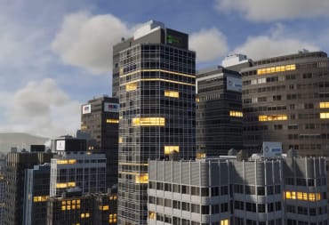 A sophisticated-looking skyline of skyscrapers in Cities: Skylines 2