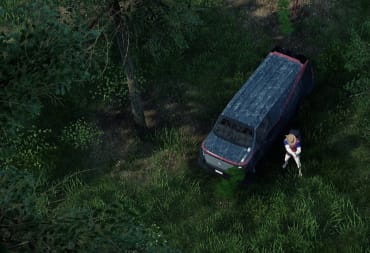 Where to Find a Car in HumanitZ - Cover Image Standing Next to the Levy Swift Vehicle with a Revolver in the Woods