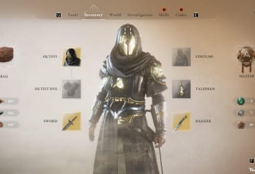 The Isu Armor from Assassin's Creed Mirage from the character inventory screen
