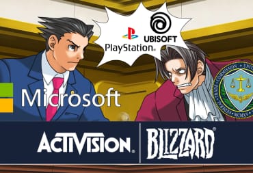 Parody of Microsoft and FTC arguing about Sony and Ubisoft using Ace Attorney characters