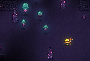 Below the Stone Game Page - Cover ImEage Steam Screenshot of Dwarf Running from Jellyfish Creatures
