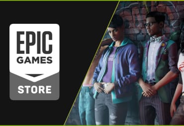 The characters of Saints Row alongside the Epic Games Store Logo