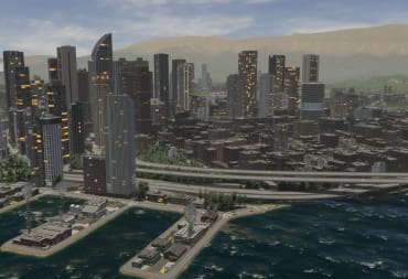 A wide view of a city with lots of skyscrapers in Cities: Skylines 2