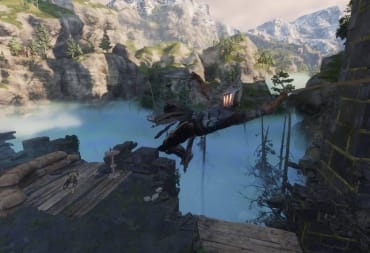 How to Get a Grappling Hook in Enshrouded - Cover Image Using the Grappling Hook to Cross the Bridge North of Longkeep