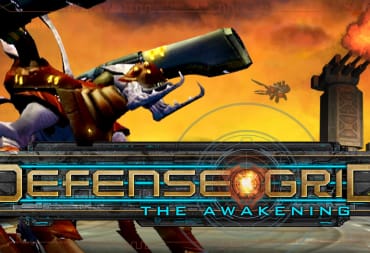 The logo for Defense Grid: The Awakening alongside a screenshot of the game
