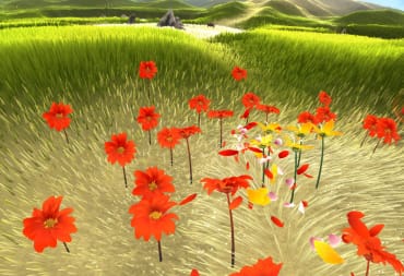 A field of red flowers being blown by a breeze in Flower, the best-selling PlayStation Store game of November 2013