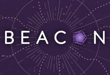 The logo for the Critical Role Beacon service on a purple background sprinkled with white circulations and patterns.