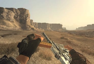 The player reloading a weapon in Fallout: New Vegas