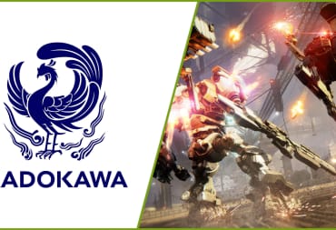 The Kadokawa logo next to a shot of Armored Core 6, a From Software game