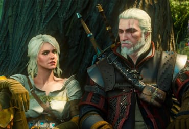 Geralt and Ciri sitting next to each other in The Witcher 3