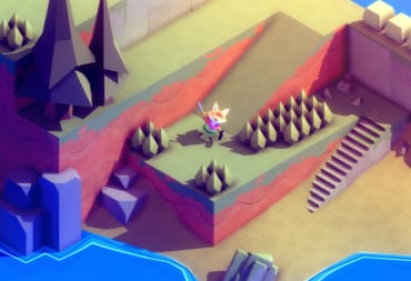 The little fox warrior holding his sword up in Tunic, a PlayStation Plus May 2024 game