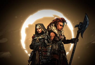The Vestal and the Hellion ringed by a halo of light in Darkest Dungeon 2
