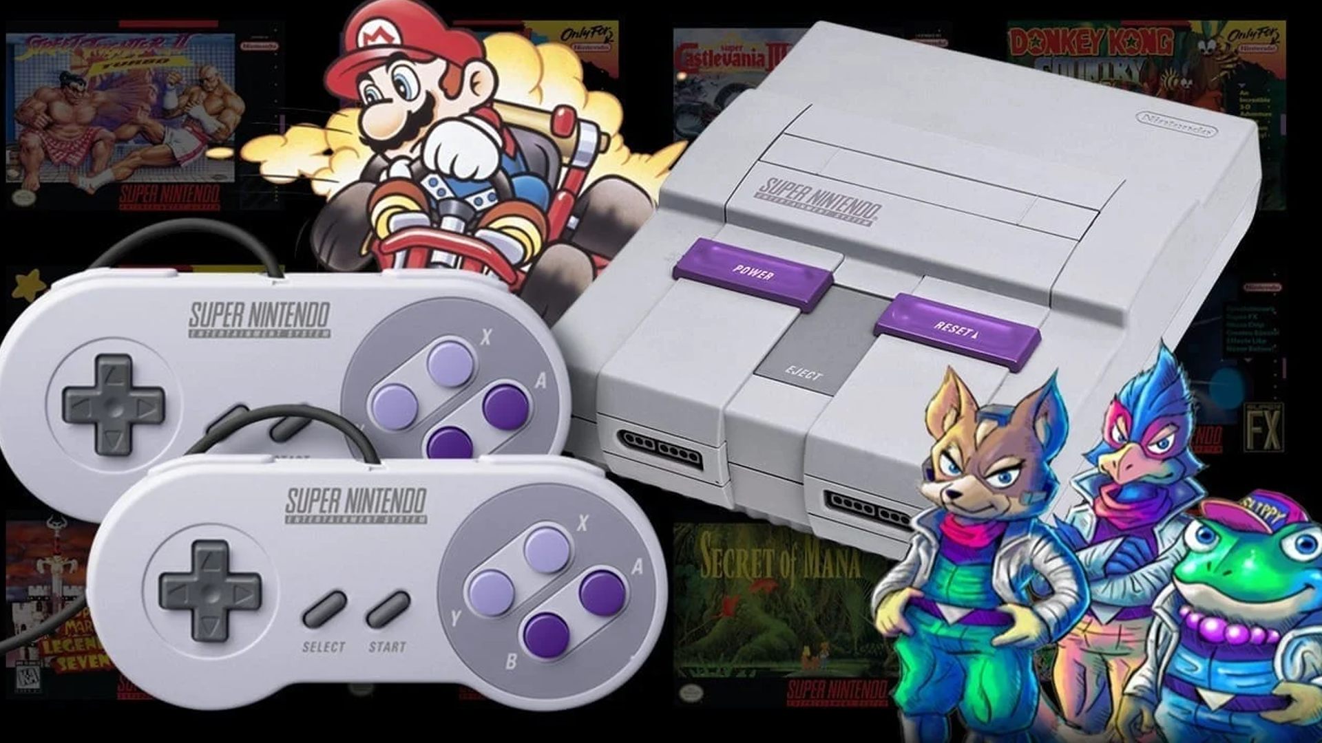 Mario, the SNES Classic and Star Fox characters can be seen