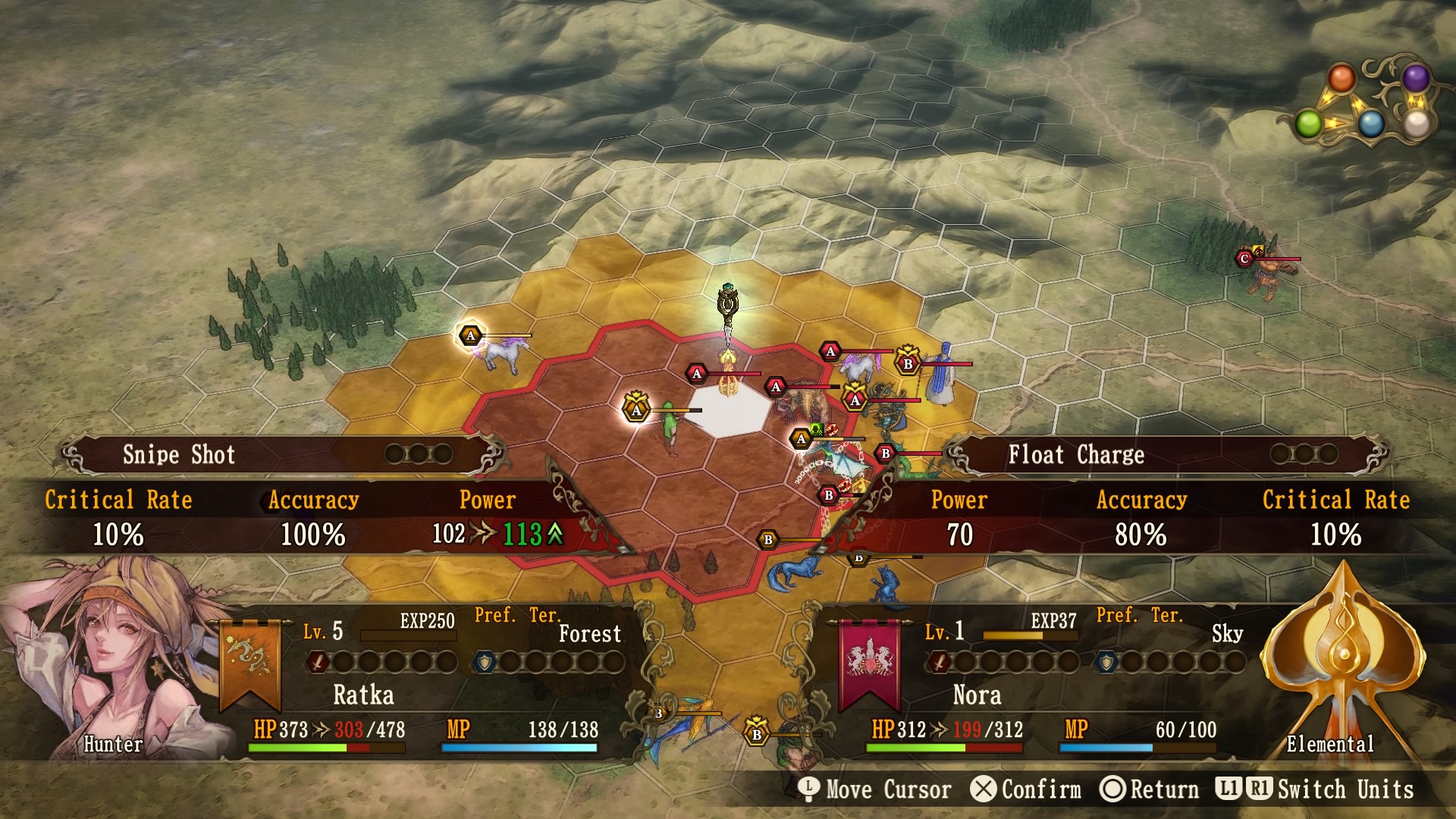 A scene from a battle in Brigandine, showing how complicated it can be