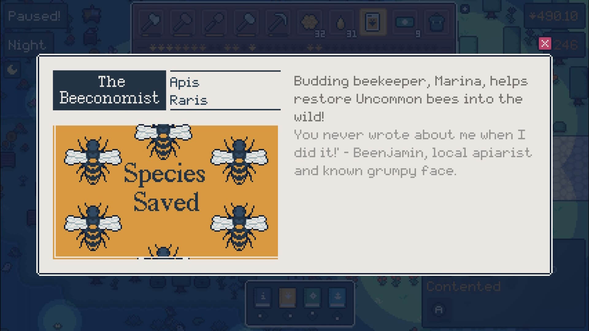 A screenshot of The Beeconomist from APICO, sharing a headline that says the Uncommon Bees have returned to a thriving state of living in the wilderness.