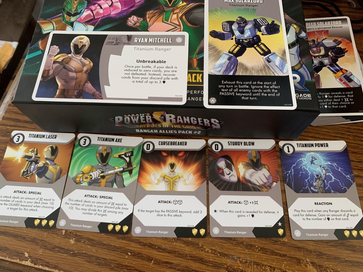 Ryan's combat cards in Power Rangers Heroes of the Grid's Ally Pack 2