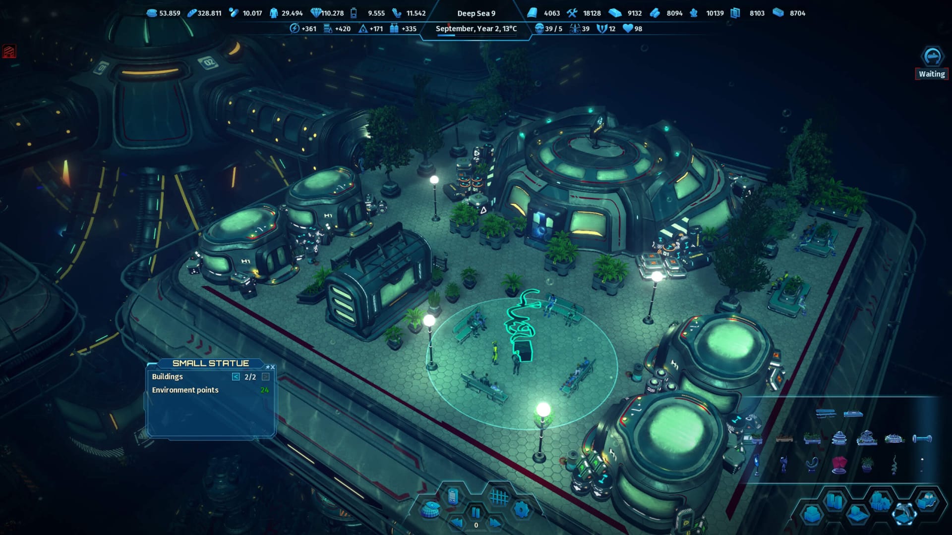 Aquatico screenshot shows a city and how the game's UI will look.