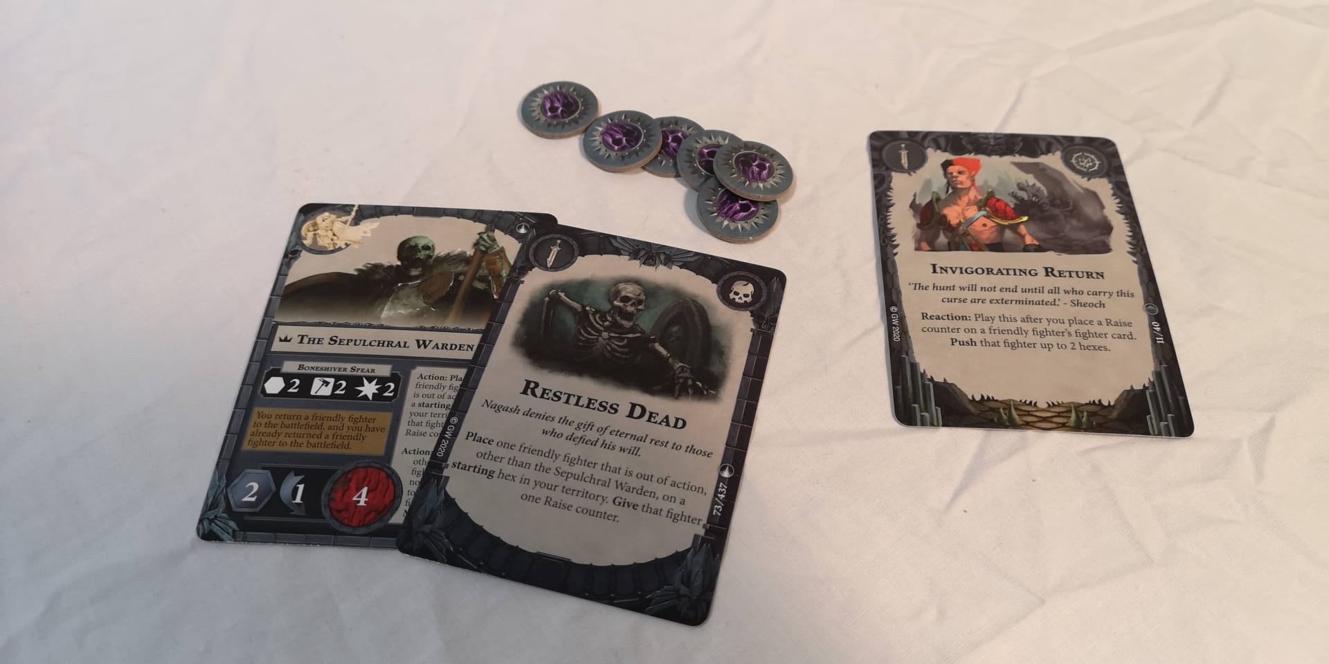Warhammer Underworlds Arena Mortis Sepulchral Gaurd Cards.
