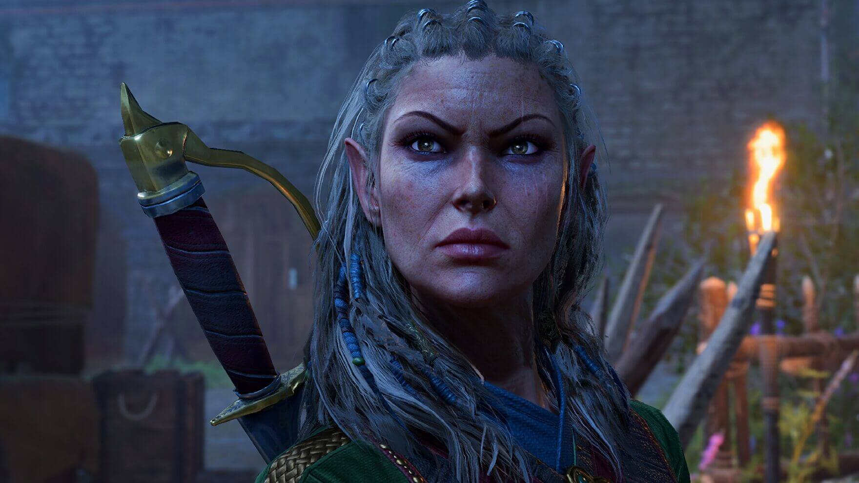 Close up of Jaheira revealed during Baldur's Gate 3's official launch reveal trailer