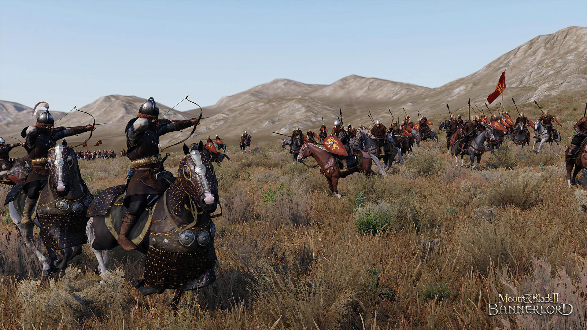Archers aiming at melee combatants in Bannerlord, which is due on Game Pass next week