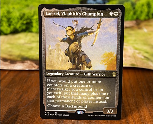 Foil etched card art for Lae'zel, Vlaakith's Champion