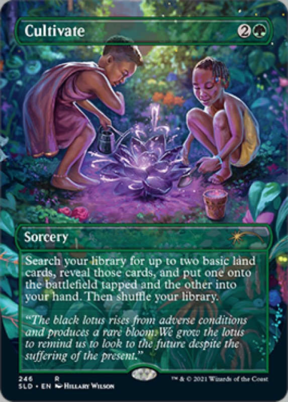 The alternative artwork shown for the Magic card, Cultivate