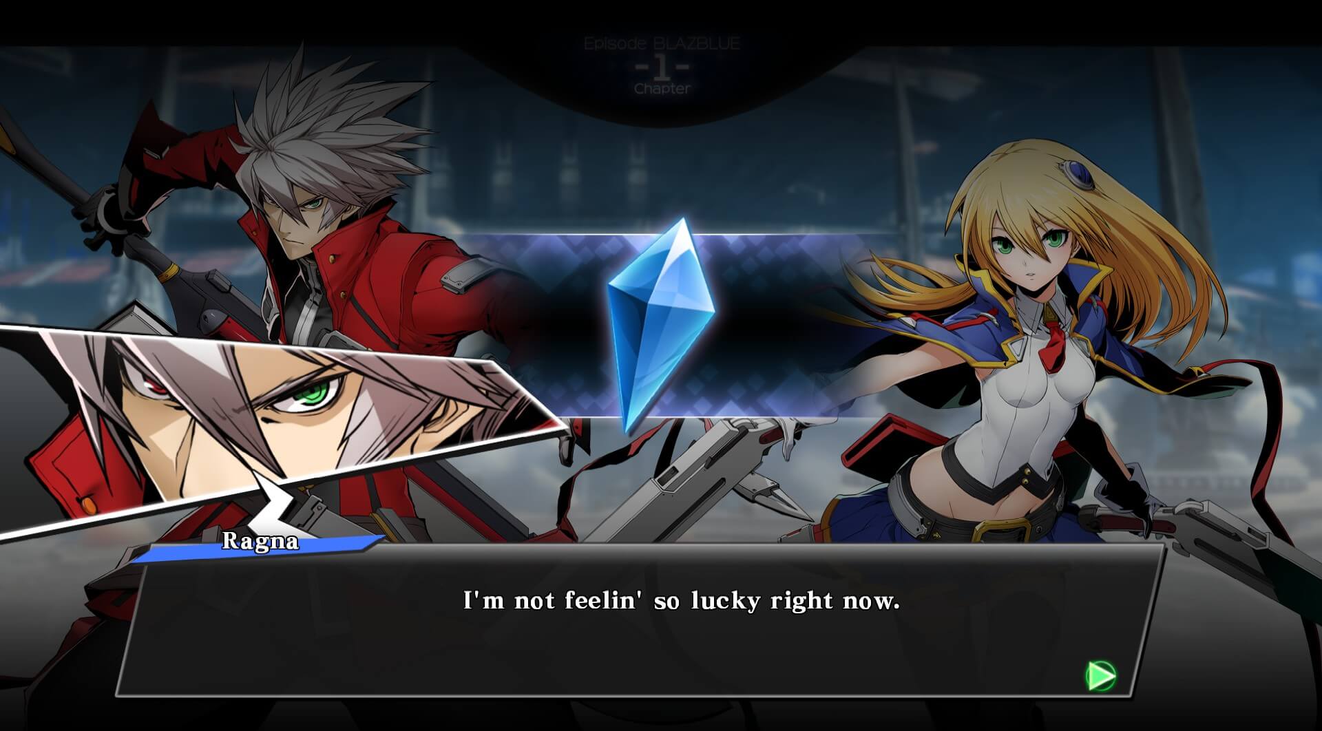 Ragna saying "I'm not feelin' so lucky right now" in BlazBlue: Cross Tag Battle