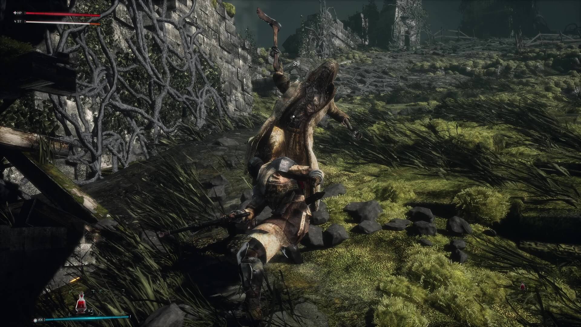 The player battling an enemy in Bleak Faith: Forsaken
