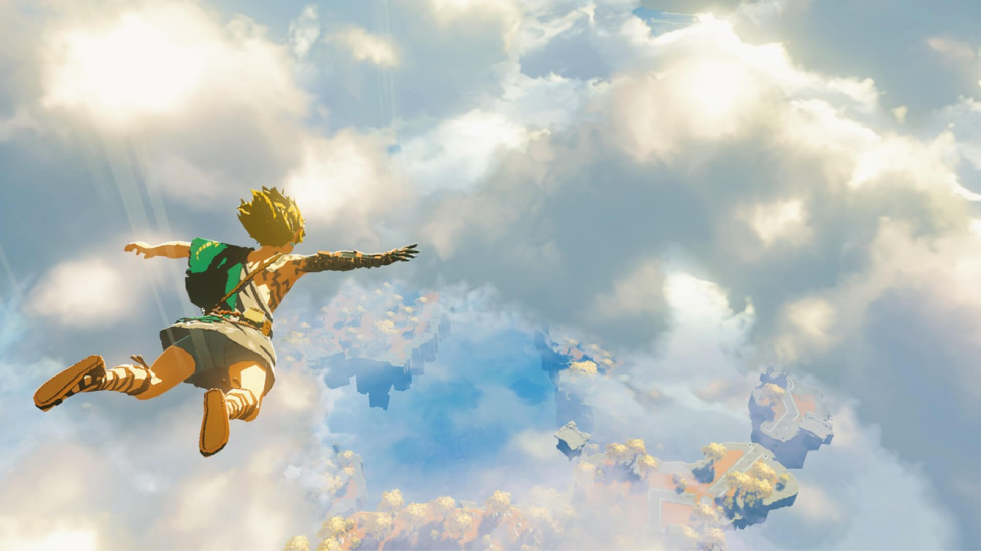 Link soaring through the sky in the Breath of the Wild sequel, which was recently delayed