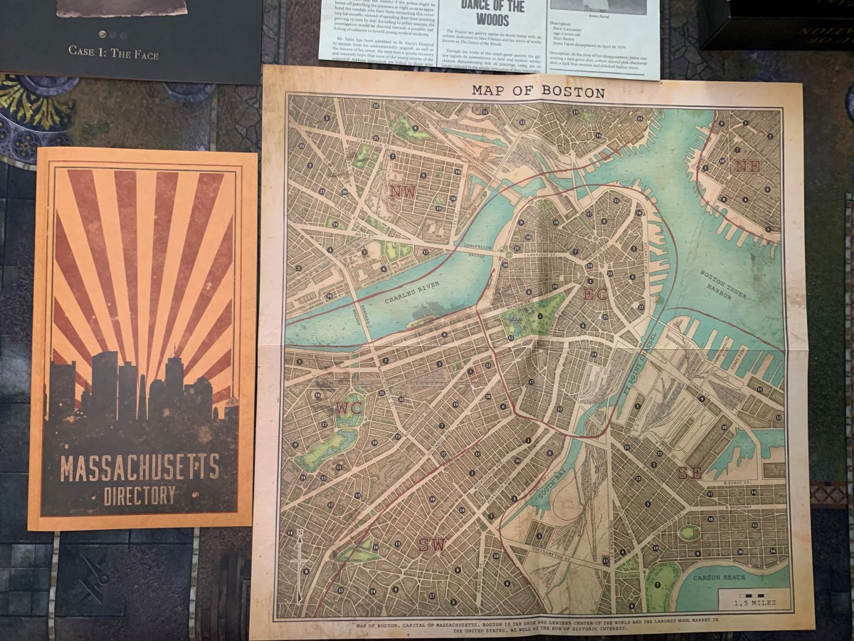 A directory and map of Boston as seen from Bureau of Investigation
