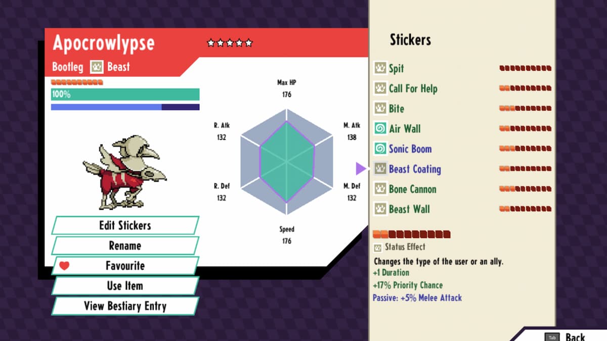 Special moveset of bootleg monsters in Cassette Beasts