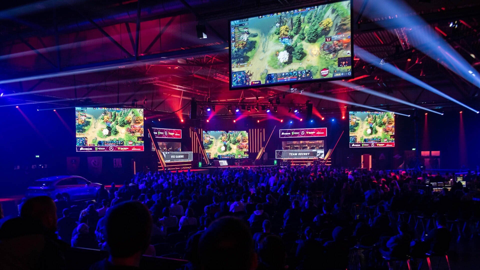 A crowd gathered to watch an esports event