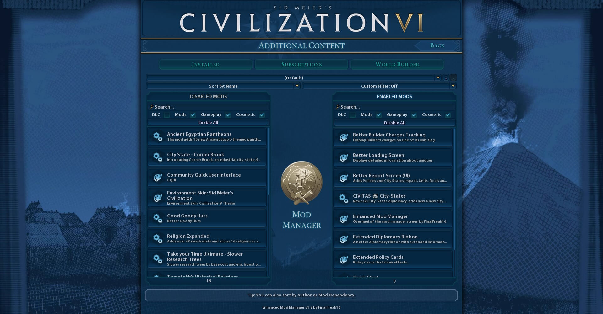 Civilization VI Enhanced Mod Manager