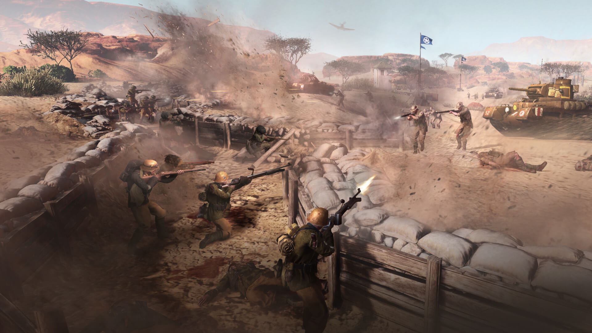 Two armies engaged in trench warfare in Company of Heroes 3