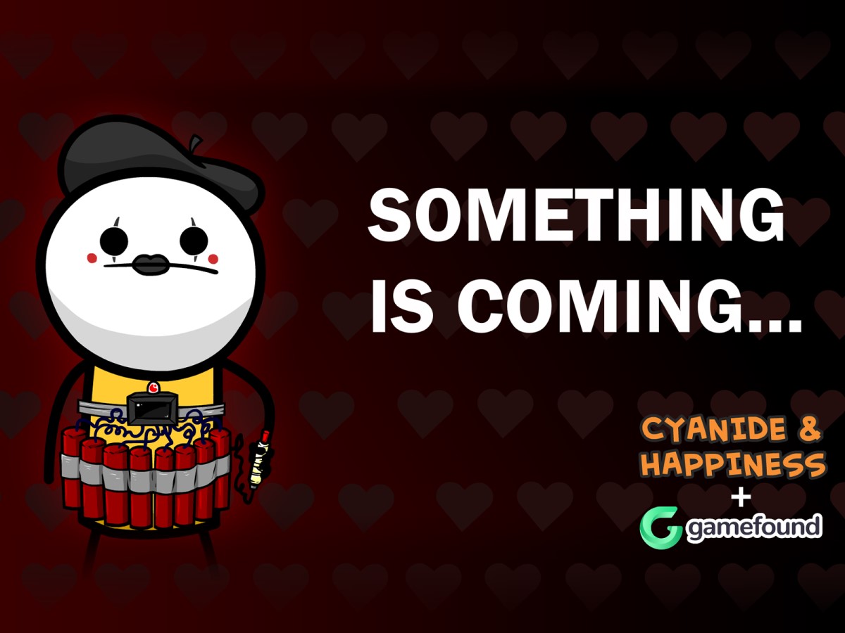An announcement for a new Cyanide and Happiness board game featuring a nervous mime in a bomb jacket.