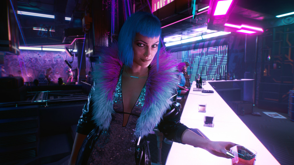 A club scene in Cyberpunk 2077