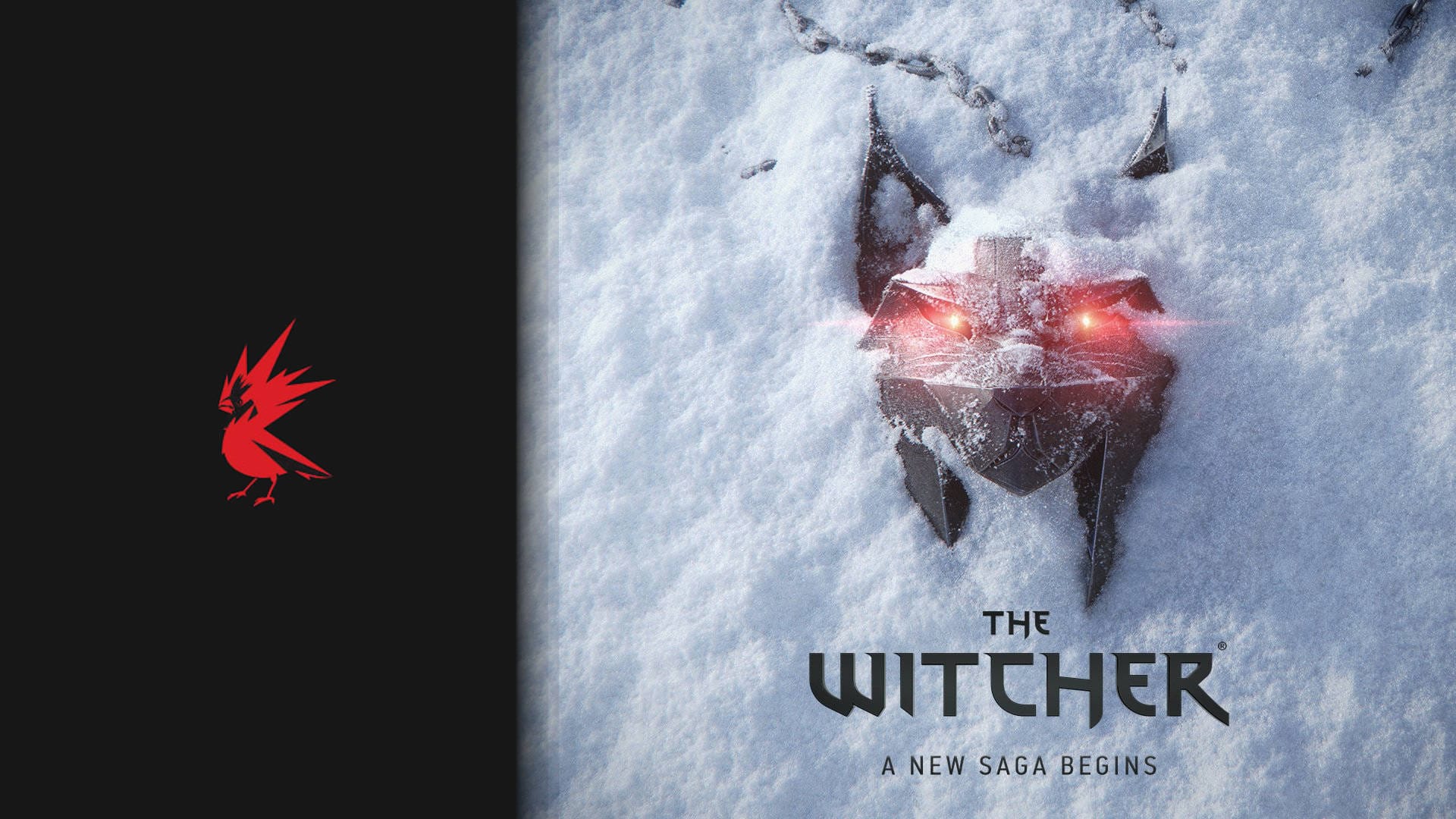 Cyberpunk 2077 sequel screenshot showing the Witcher sequel trilogy and a CD Projekt Red logo