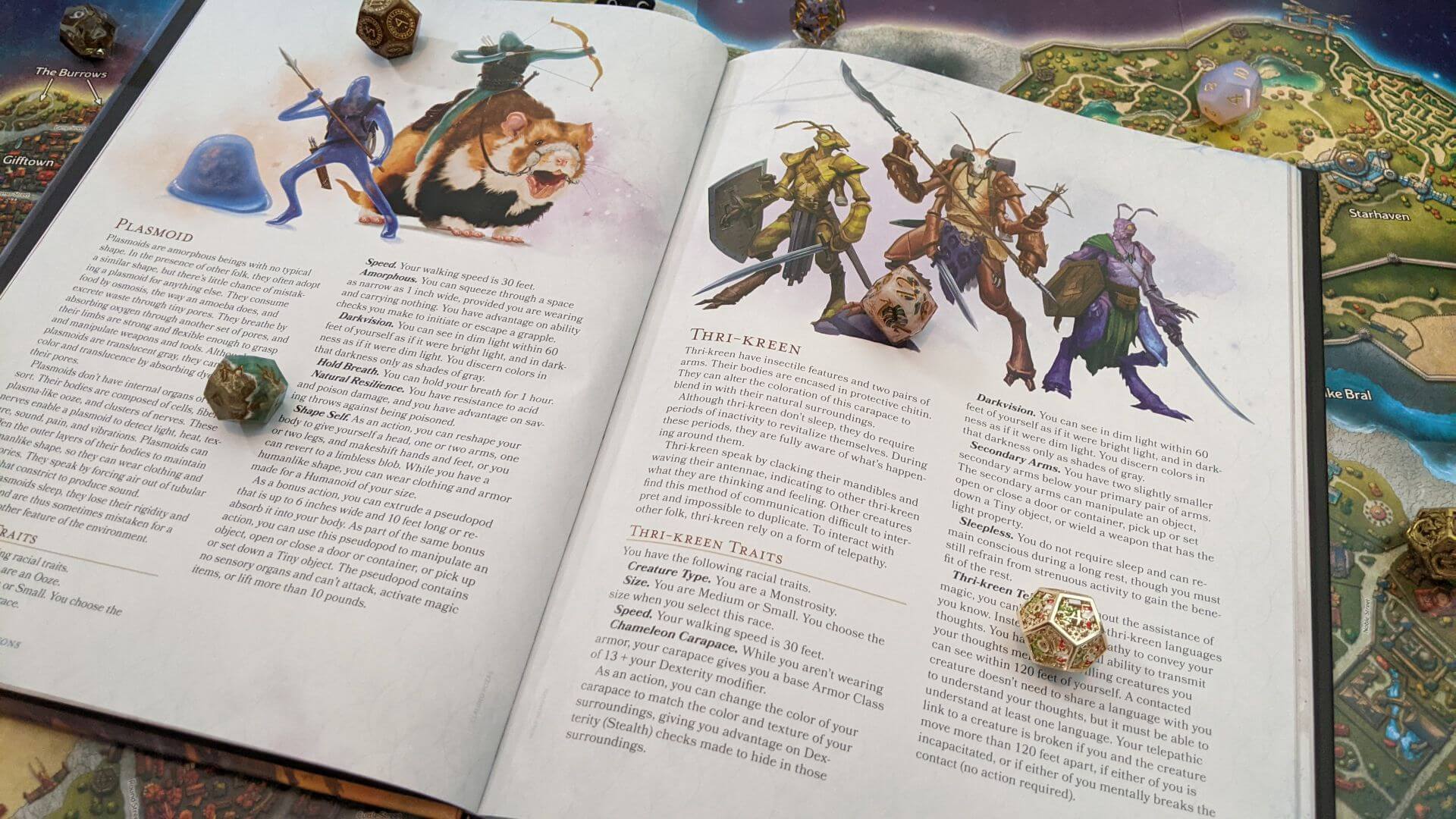 The character pages for the Plasmoid and Thri-Kreen races added to D&D e5 with Spelljammer